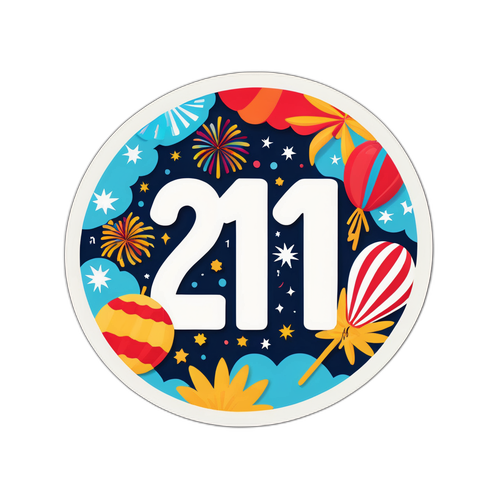 Autocollant représentant la date du 21 juillet avec un design festif