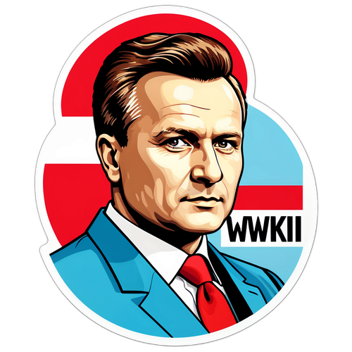 Stickers z portretem Aleksandra Kwaśniewskiego w stylu pop-art