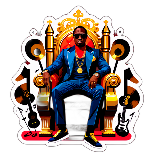 Sticker mit P Diddy auf dem goldenen Thron