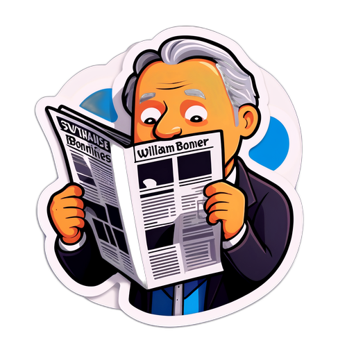 Ilustre um personagem inspirado em William Bonner lendo um jornal