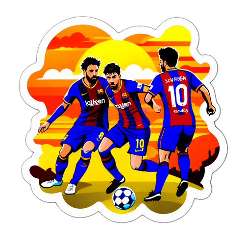 FC Barcelona og Real Sociedad i aksjon under solnedgang