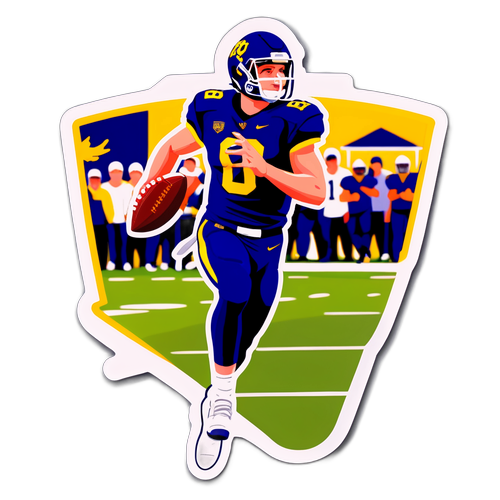 Autocollant dynamique de Bo Nix lançant un touchdown