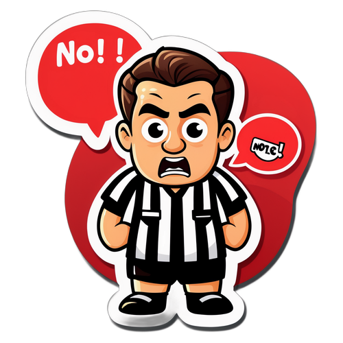 Wasit Kartun dengan Kartu Merah