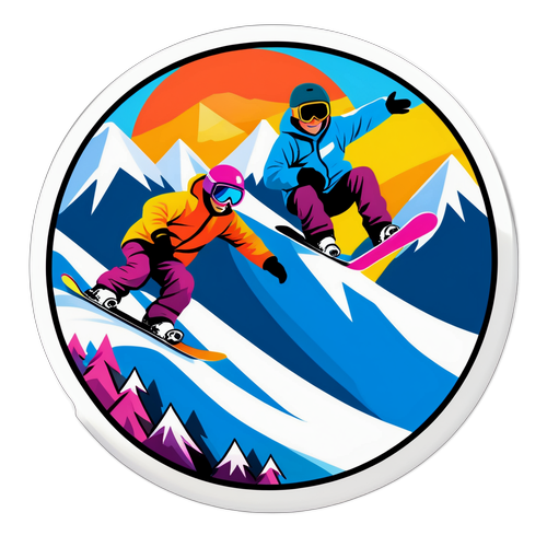 Αυτοκόλλητο Χειμερινής Θεματολογίας με Χιονοδρόμους