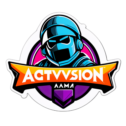 Autocollant du logo Activision avec des éléments de jeux vidéo emblématiques