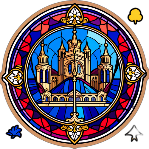 Логотип Ліона - Ніцци, виконаний у стилі вітража, з елементами французької культури