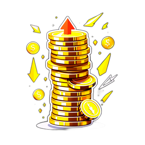 Ein goldener Münzstapel mit aufsteigenden Pfeilen