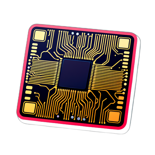 모던 회로 패턴의 반도체 칩 스티커