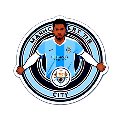 Nhãn dán Manchester City với cầu thủ và huy hiệu câu lạc bộ