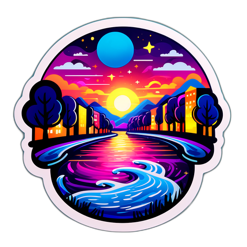 Spree unter farbenfrohem Nachthimmel