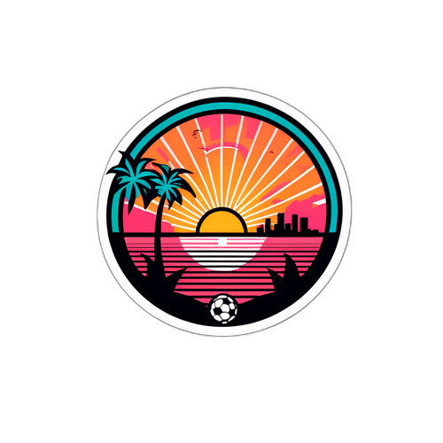 Thiết kế tối giản của huy hiệu Inter Miami với nền hoàng hôn