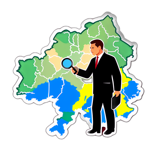 Чоловік з лупою на карті України
