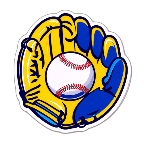 컵스와 브루어스의 경기 상징하는 야구공과 글러브 일러스트