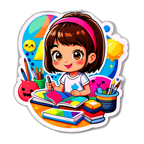 Schattige sticker van Lisa met verschillende hobby's