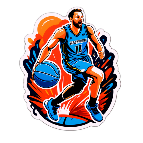Dynamic Basketball Action Sticker