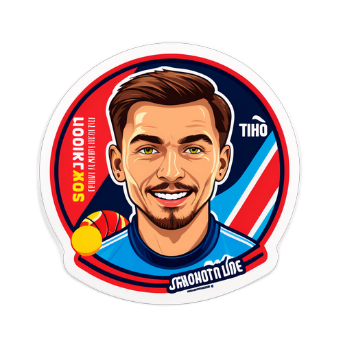 Яркий стикер с портретом Никиты Нагорного и текстом "Спорт — это жизнь!"