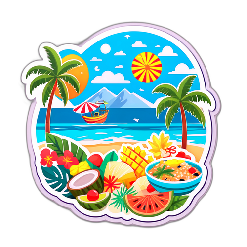 Sticker Pantai Tropikal