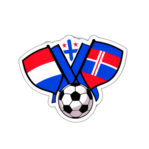 Fotbollssticker med flaggorna för Frankrike och Island