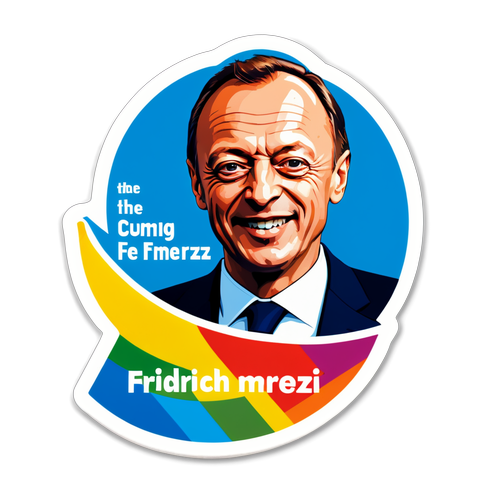 Aufkleber mit Friedrich Merz und dem Slogan "Die Zukunft gestalten!"