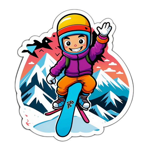 Veselý snowboardista na velkém skoku