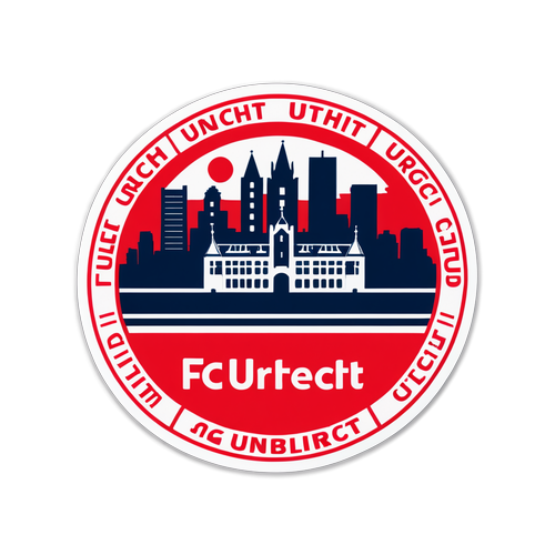 Sticker van FC Utrecht met skyline van de stad