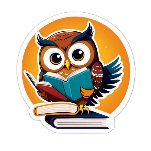 Смешная сова с книгой