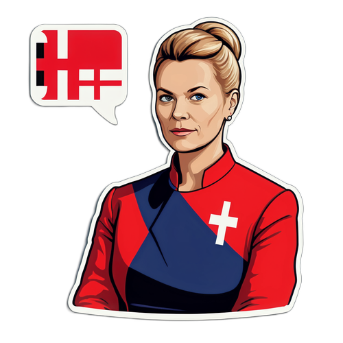 Politisk klistermærke med Mette Frederiksen