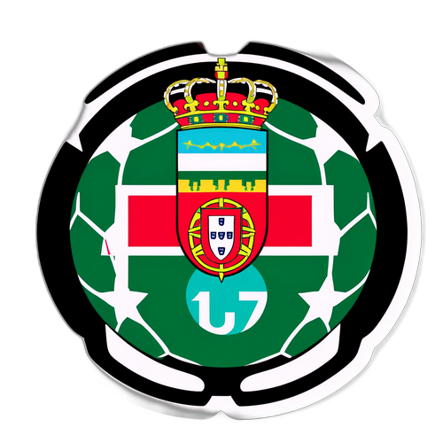 Ilustración Colorida de un Balón de Fútbol con Emblemas de las Selecciones Sub-17 de Portugal y Austria