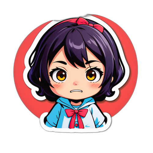 マリ・ホシノのコミカルなキャラクターステッカー