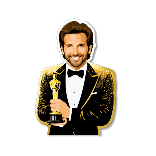 Adesivo Retro di Bradley Cooper con Oscar