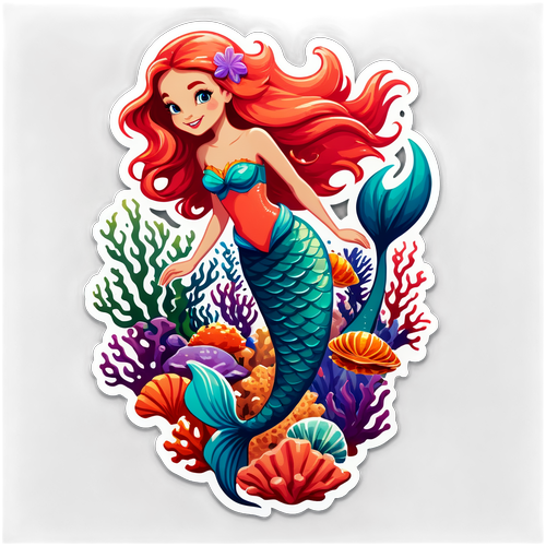 Whimsical Mermaid in Coral Reef