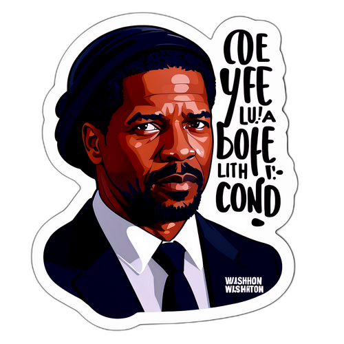 Sticker met Denzel Washington en een krachtige quote