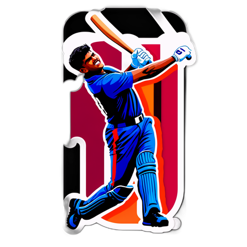 Sticker Tindakan Berani Washington Sundar Memukul Enam