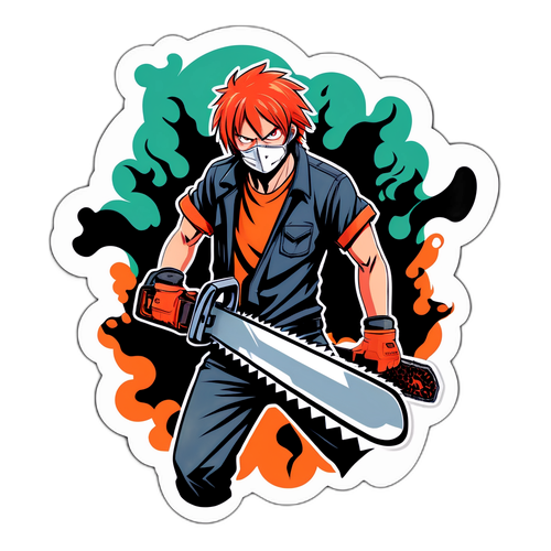 Autocollant Énergique Inspiré de "Chainsaw Man"