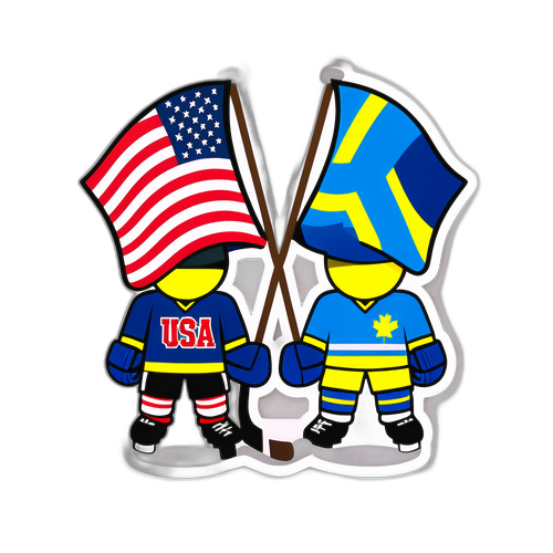 Samolepka oslavující rivalitu USA a Švédska