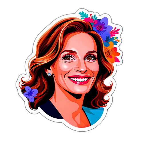 Elegancki Portret z Kwiatowymi Motywami