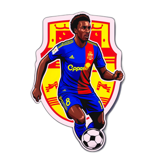 Naklejka przedstawiająca Lamine Yamala w dynamicznej akcji