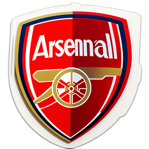 Sticker cu logo-ul echipei Arsenal, decorat cu fotbal și accesorii sportive