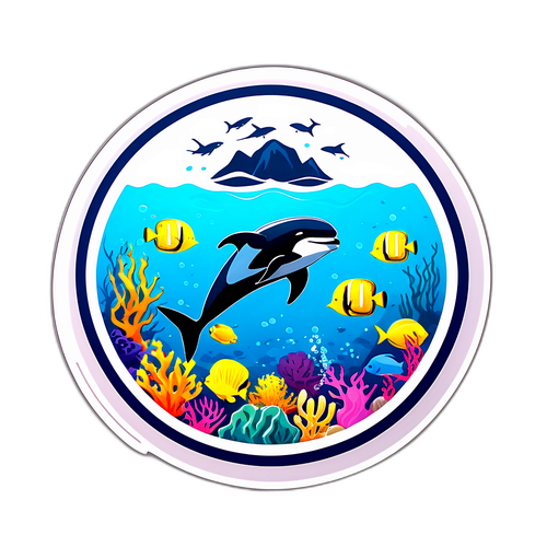 保护海洋与生物的关系贴纸