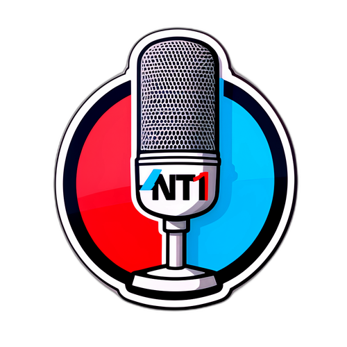 Sticker cu microfon și logo-ul Antena 1