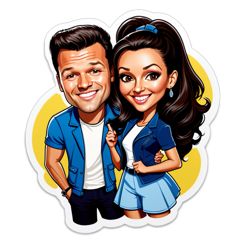 Playful Caricature of Michelle Keegan and Mark Wright