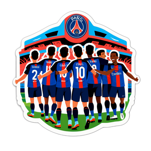 Morsom sticker av PSG-spillere i karikaturstil
