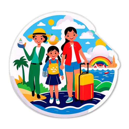 楽しい家族旅行のシーン