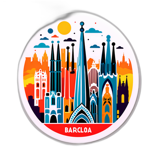 Barcelona Skyline Sticker