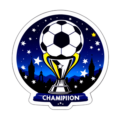 Sticker cu Minge de Fotbal și Trofeul Ligii Campionilor
