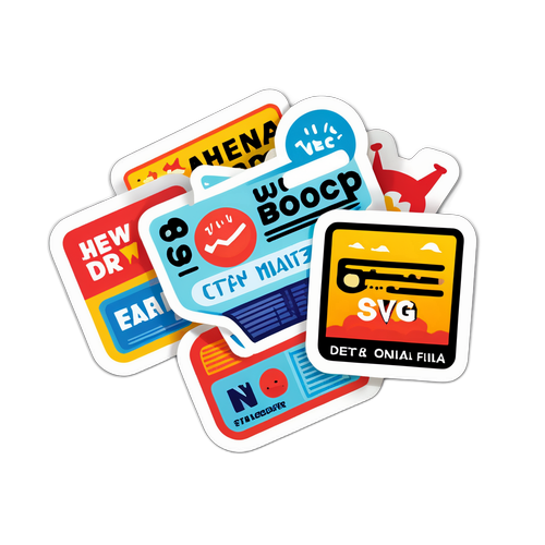 주요 뉴스 헤드라인에서 영감을 받은 일러스트 스티커