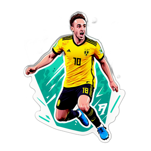 Stiker Penuh Aksi Diogo Jota dalam Pose Menjaring Gol