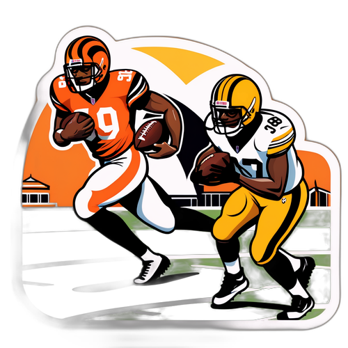 Ilustração dos jogadores Bengals e Steelers em ação