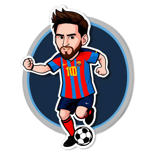 Adesiv cu Messi ca supererou jucând fotbal
