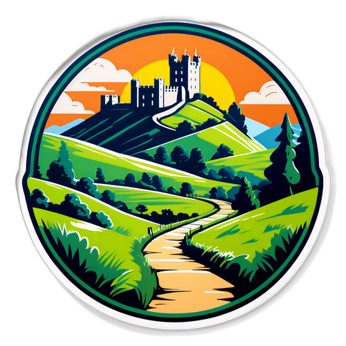 En illustreret sti gennem det naturskønne landskab i Wales